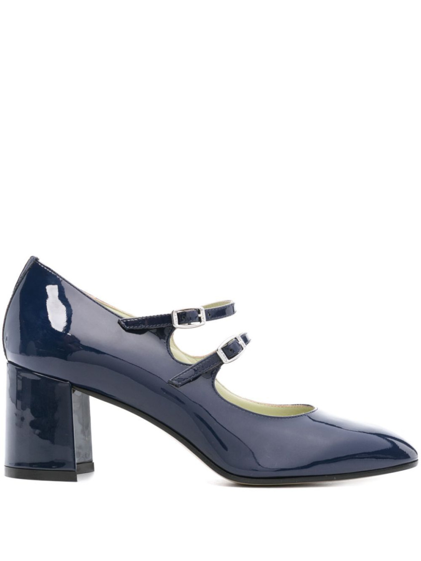 Carel Paris Navy Blue Leather Ballet Flats In Navy Blue