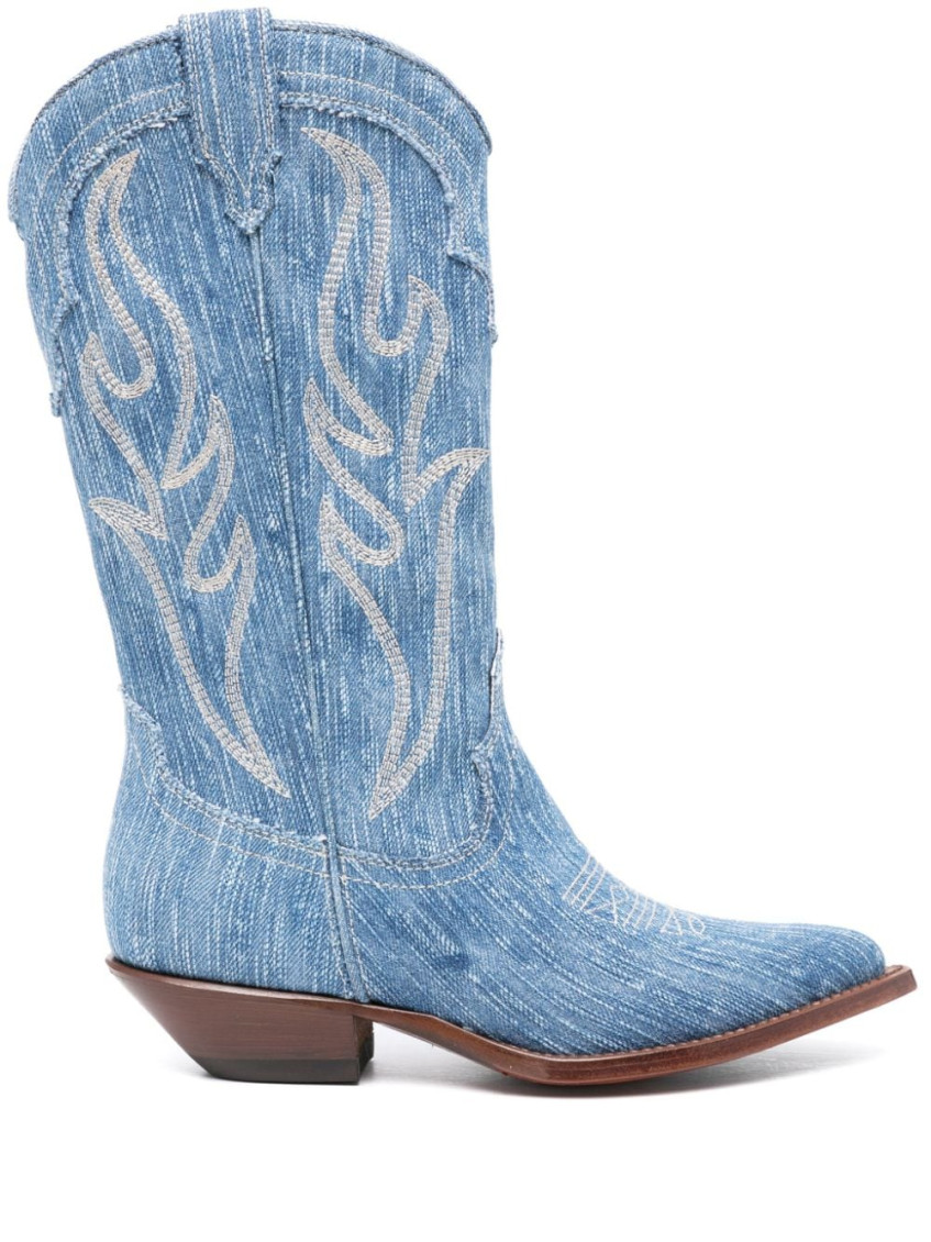 Sonora Denim Santa Fe Boots In Light Blue