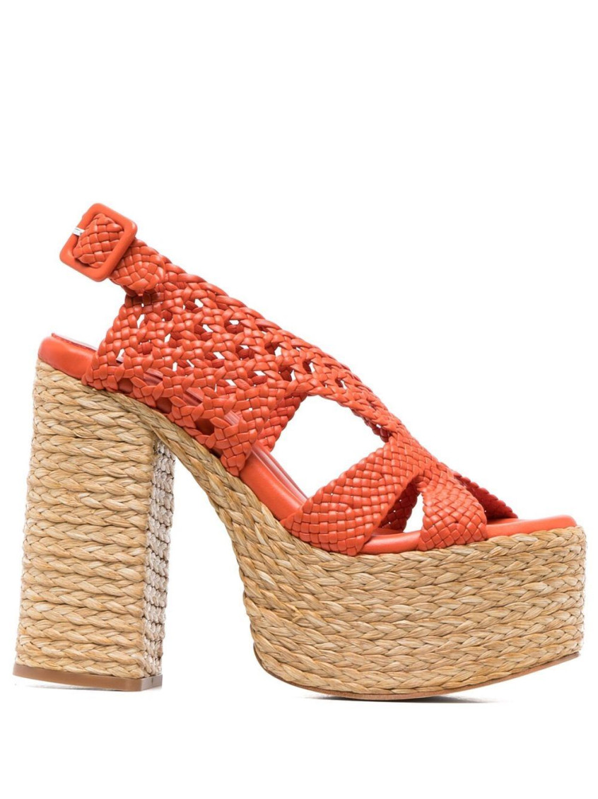 Paloma Barceló Interwovened Design Sandals With Block Heel In Orange