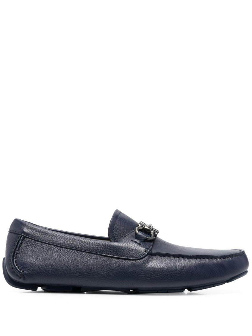 Ferragamo Blue Blue Gancini Leather Drivers for Men Online USA at Darveys