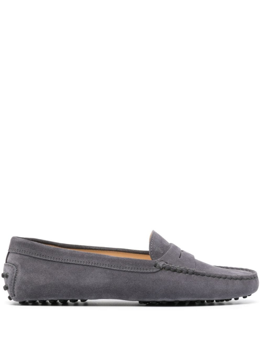 Shop Tod's Grey Grey Gommino Suede Driving Shoes