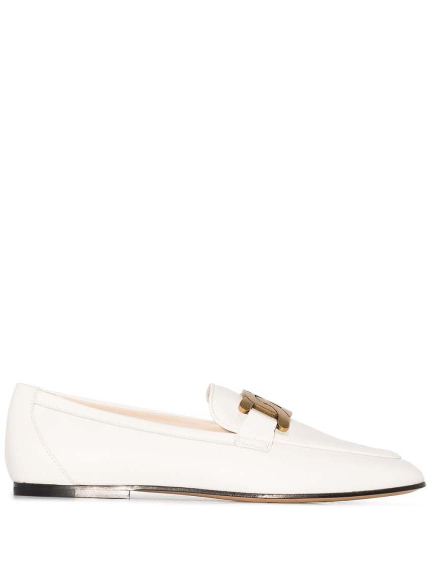 Shop Tod's White White Kate Leather Loafers