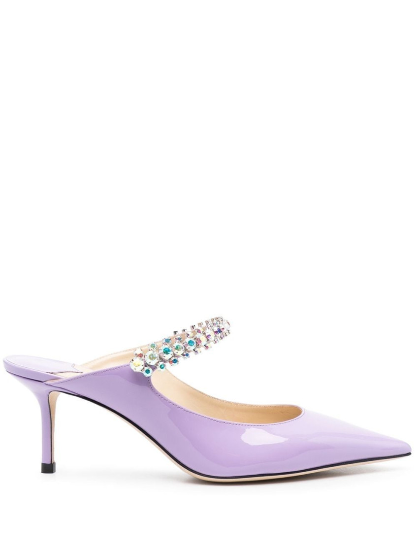 Shop Jimmy Choo Light Purple Bing 65 Crystal Strap Patent Heels