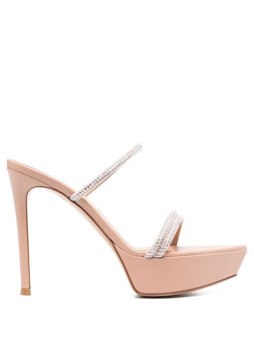 GIANVITO ROSSI PEACH PEACH CANNES PLATFORM HEELS 