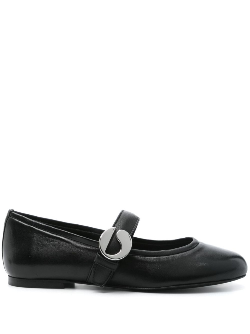 Coperni Black Ballerinas With Metallic Logo And Strap In Black