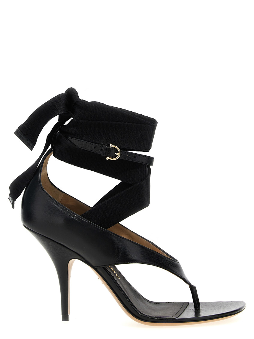 Shop Ferragamo Black Ribbon Heels