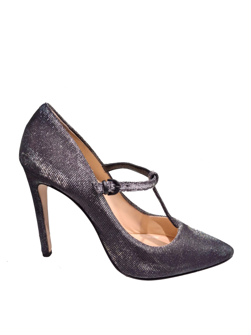 La Rose Lurex Pointed Pumps In Blue