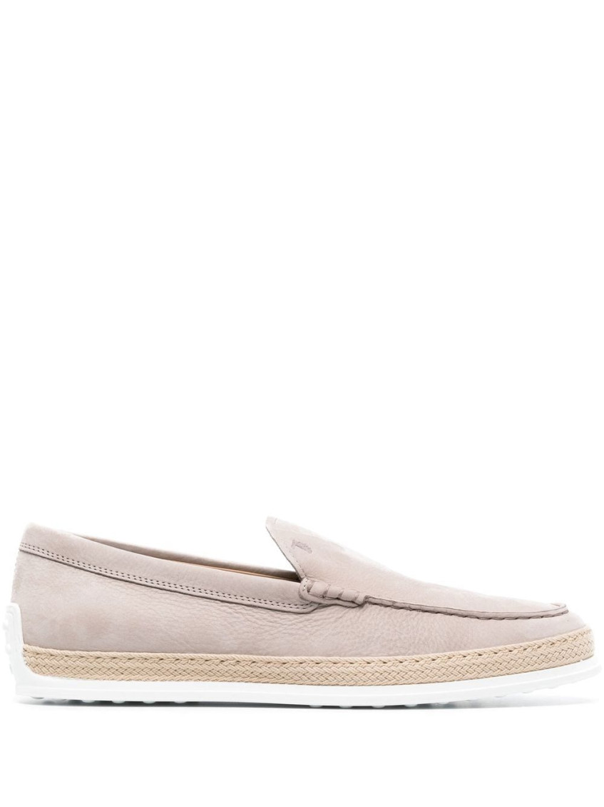 Tod's Woven-sole Suede Loafers In Beige