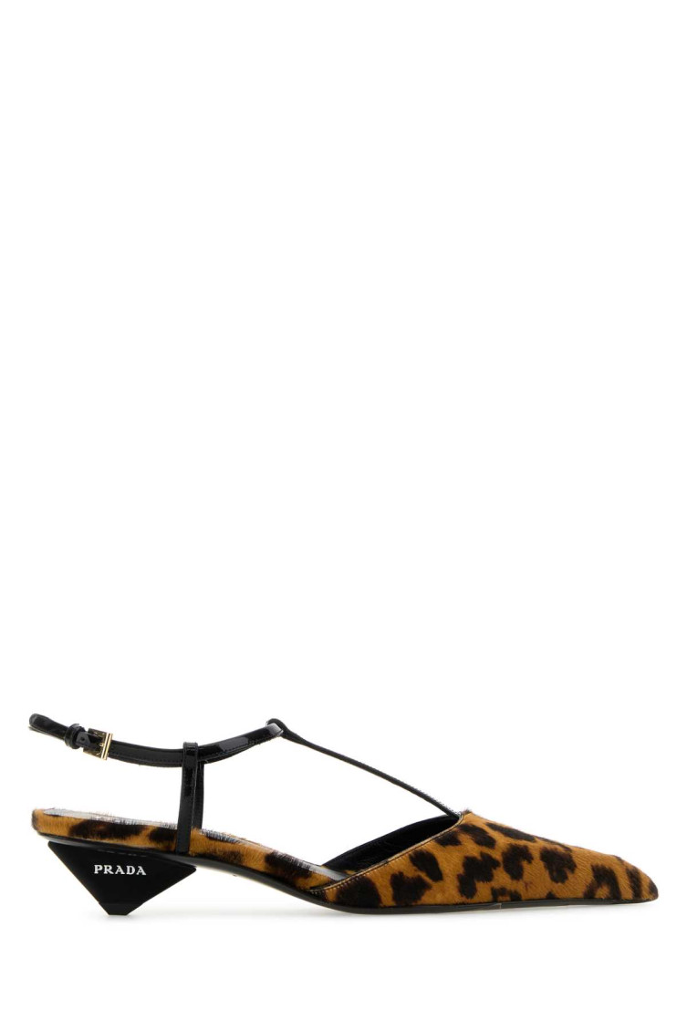 Prada Leopard T-strap Ballerina Pumps In Multicolor