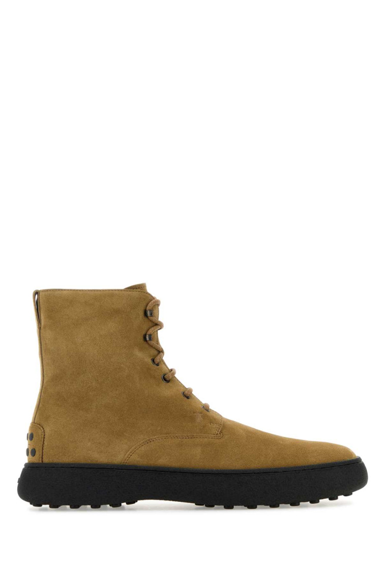 Tod's Suede Ankle Boots Rubber Sole In Brown