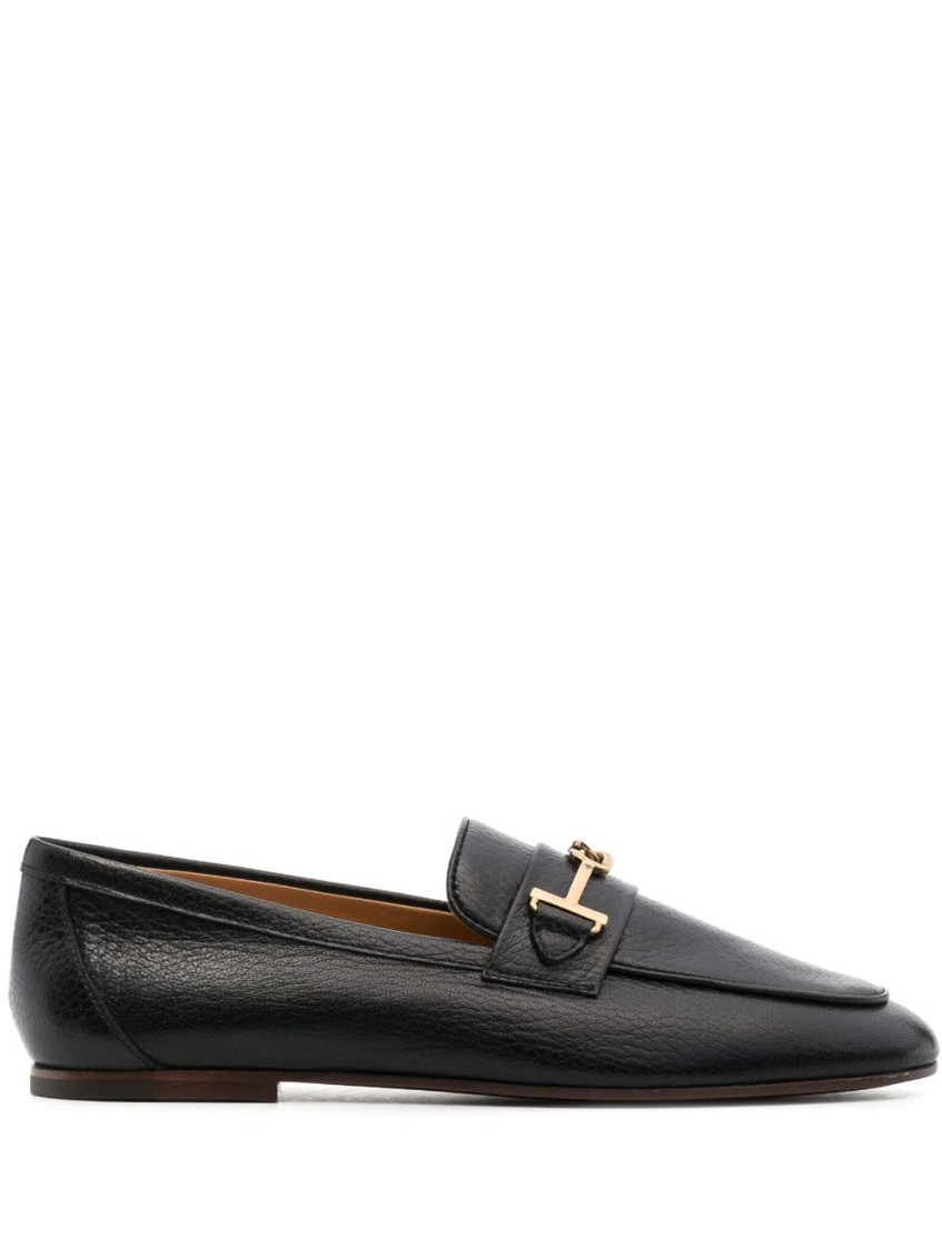 Tod's Leather Loafers With Bow In Black