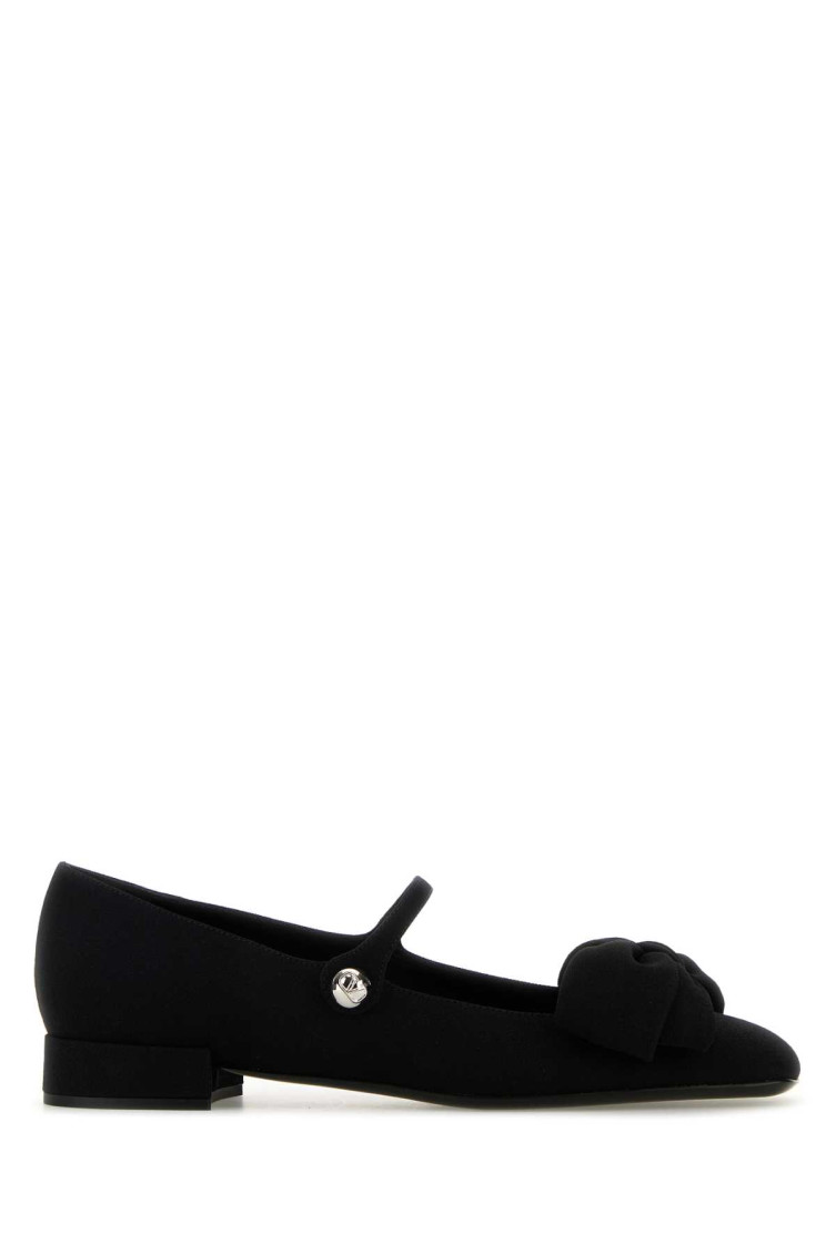 Valentino Satin Bow Mary Jane Ballerina Flats In Black