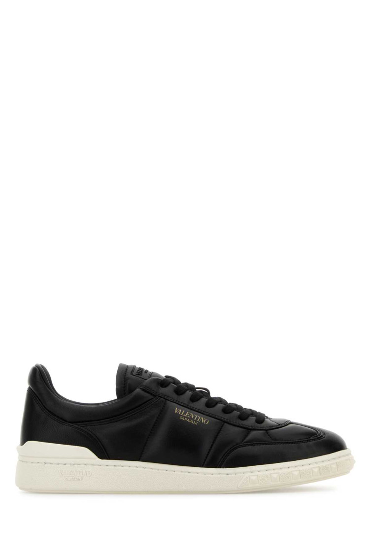 Valentino Black Upvillage Low Top Nappa Leather Sneakers In Black
