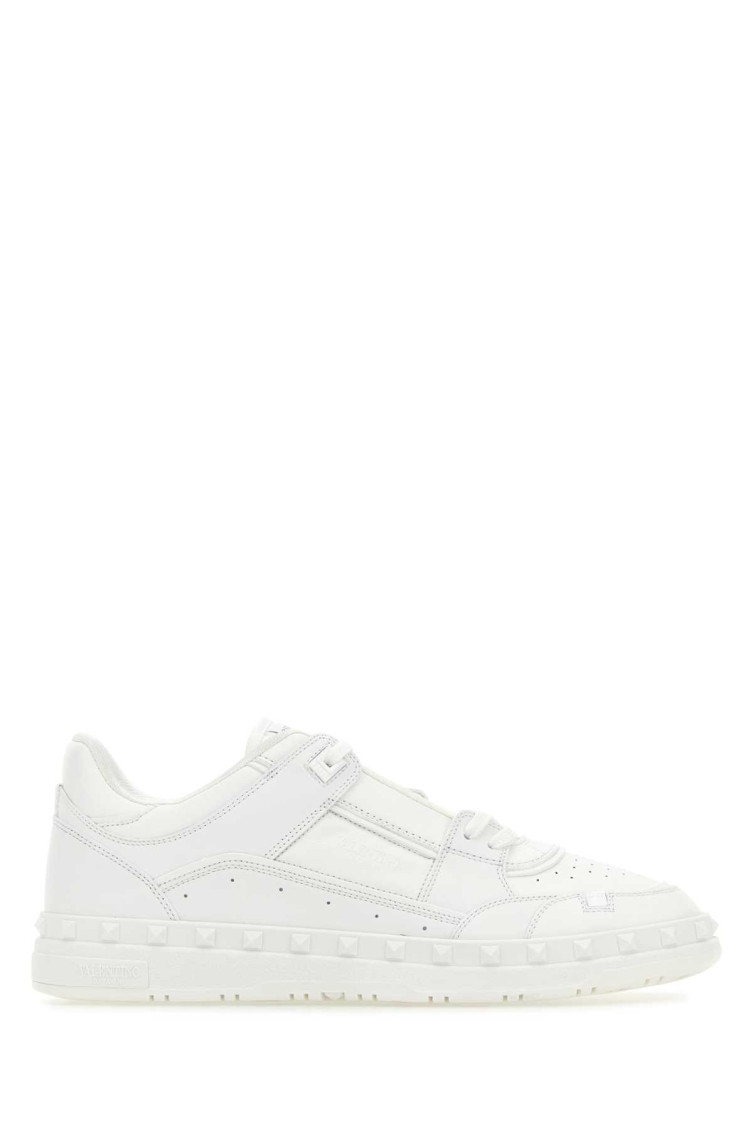 Valentino Leather Freedots Sneakers Studded Detailing In White