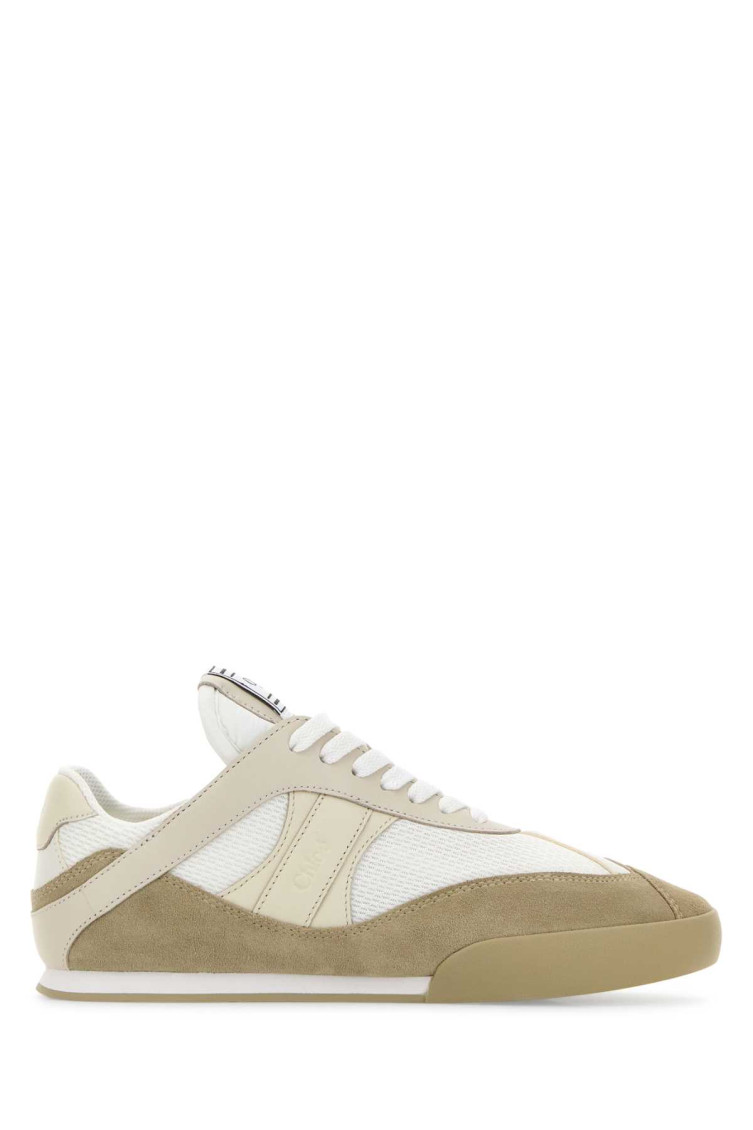 Chloé Beige Lace Up Sneakers In Multi