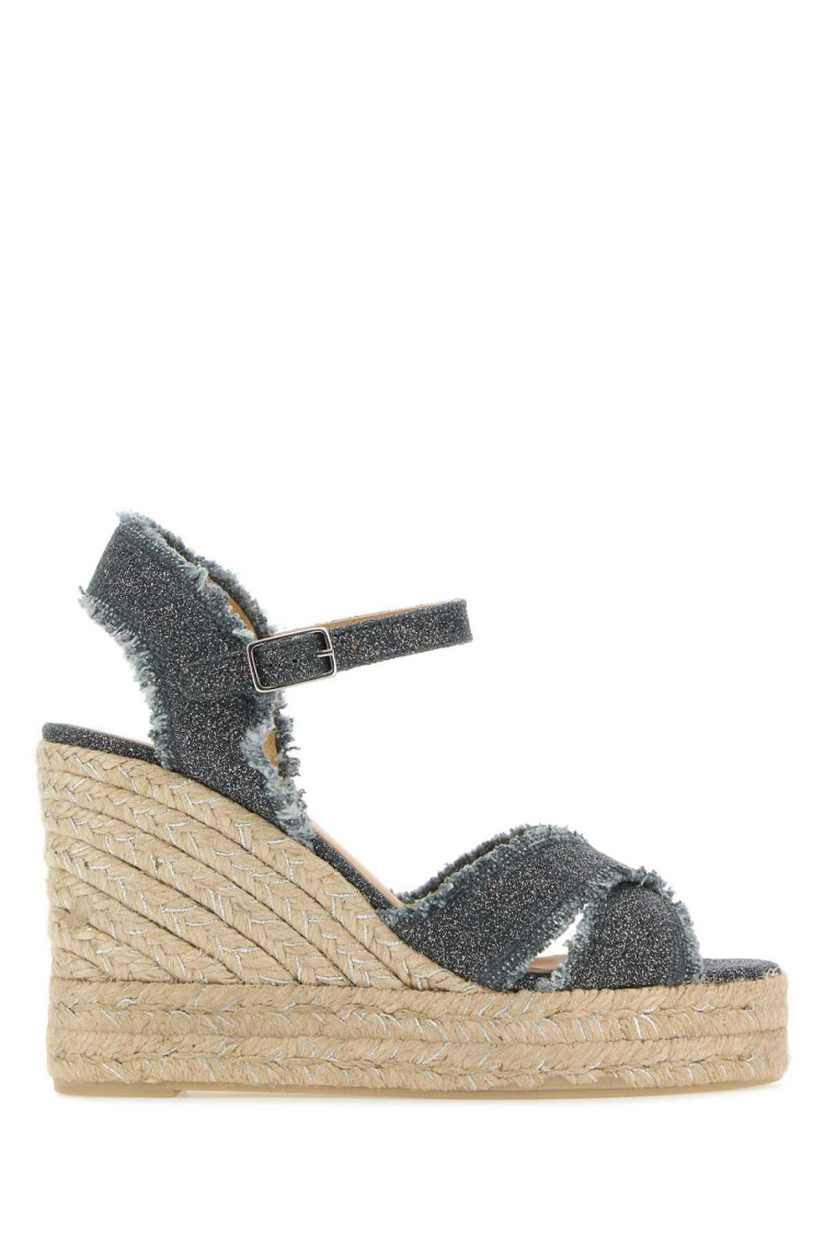 Castaã±er Castaner Lurex Bromelia Wedge Sandals In Grey
