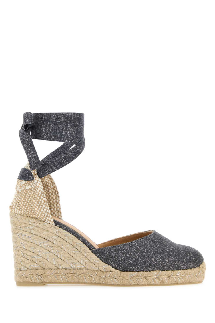 Castaã±er Castaner Lurex Carina Wedge Espadrilles In Grey