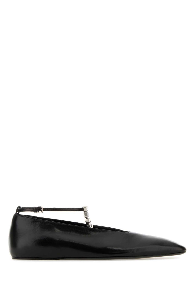 Jil Sander Crystal-embellished Ballet Flats Black In Black