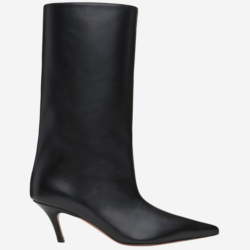 Amina Muaddi Fiona Nappa Leather Boots In Black