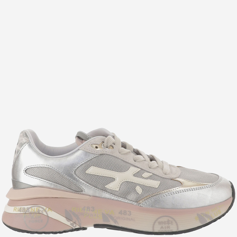 Premiata Silver Lace Up Sneakers In Silver