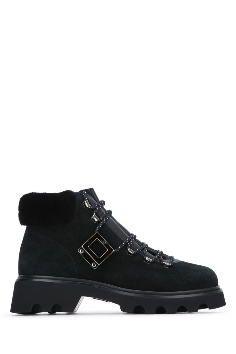 Roger Vivier Black Lace Up Boots In Black