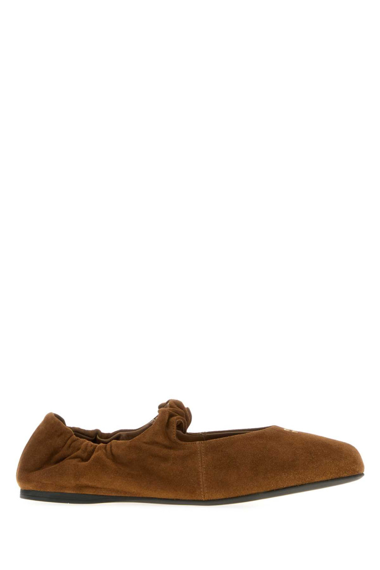 Miu Miu Brown Suede Ballet Flats In Brown