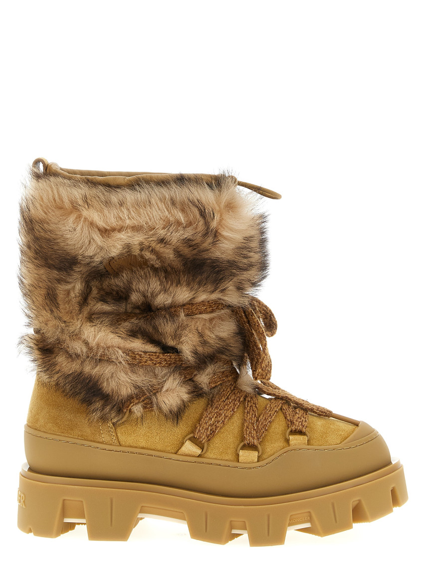 Moncler 45mm Shearling Lace-up Ankle Boots In Brown