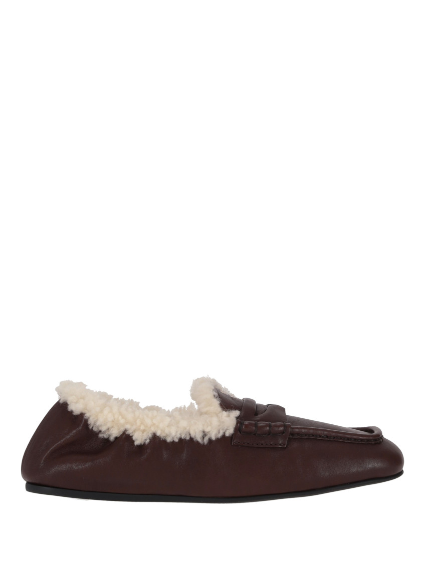 Miu Miu Winter Aviator Nappa Leather Loafers In Brown