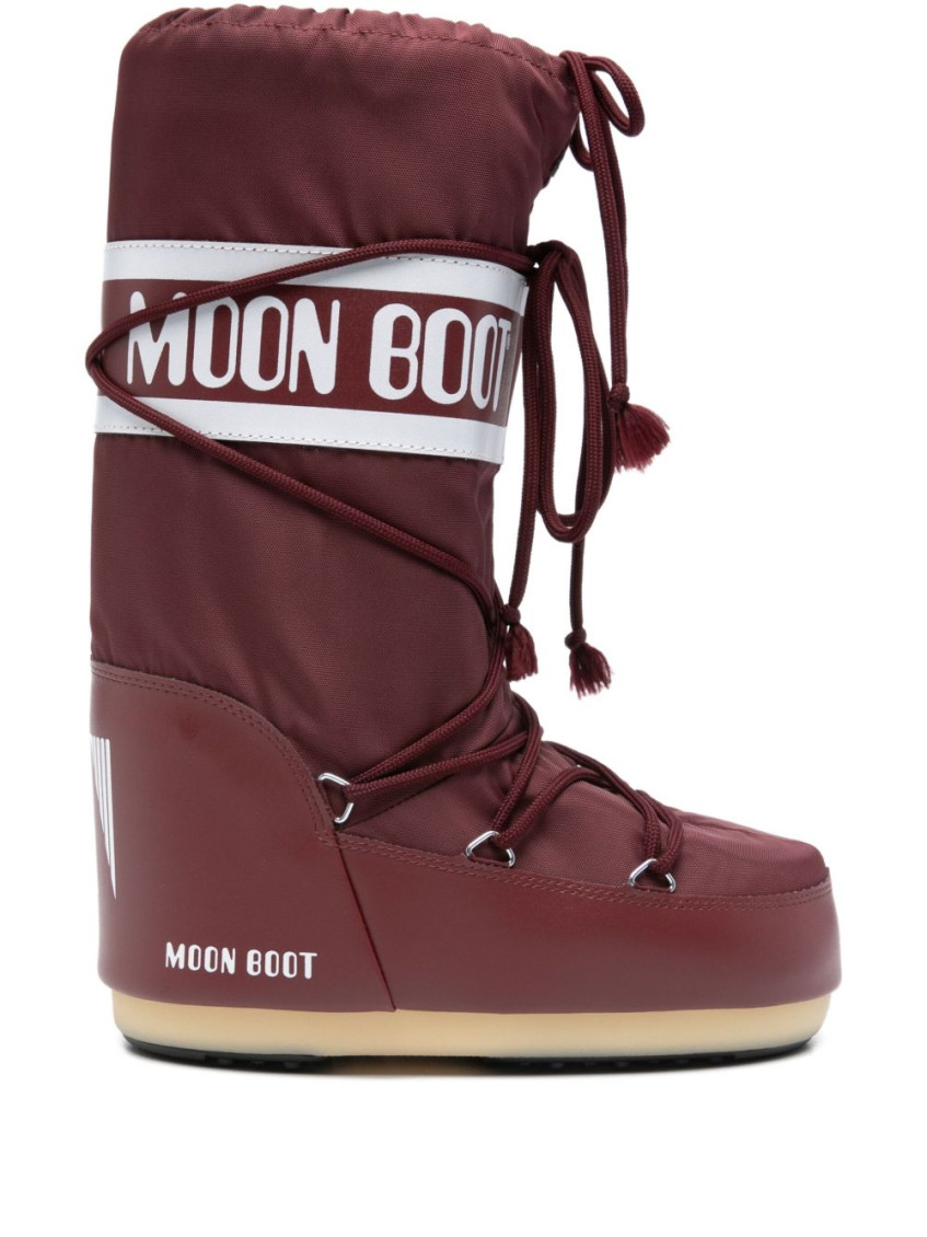 Moon Boot Burgundy Nylon And Synthetic Leather Icon Boots In Brown