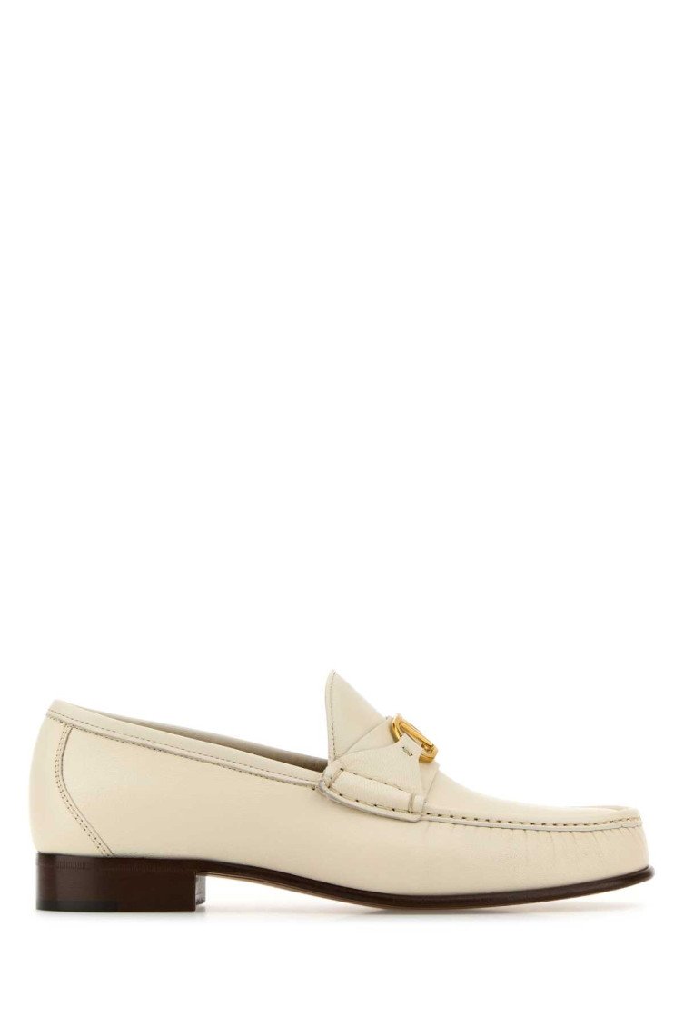 Shop Valentino White Leather Loafers