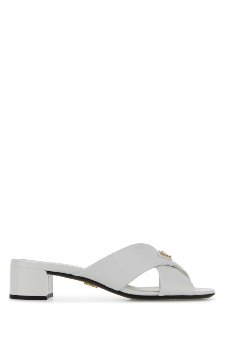 Prada White Leather Sandals