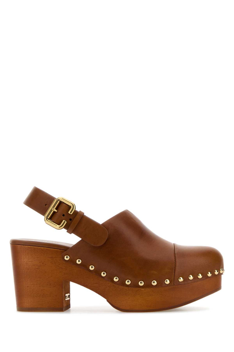 Chloé Brown Leather Mules