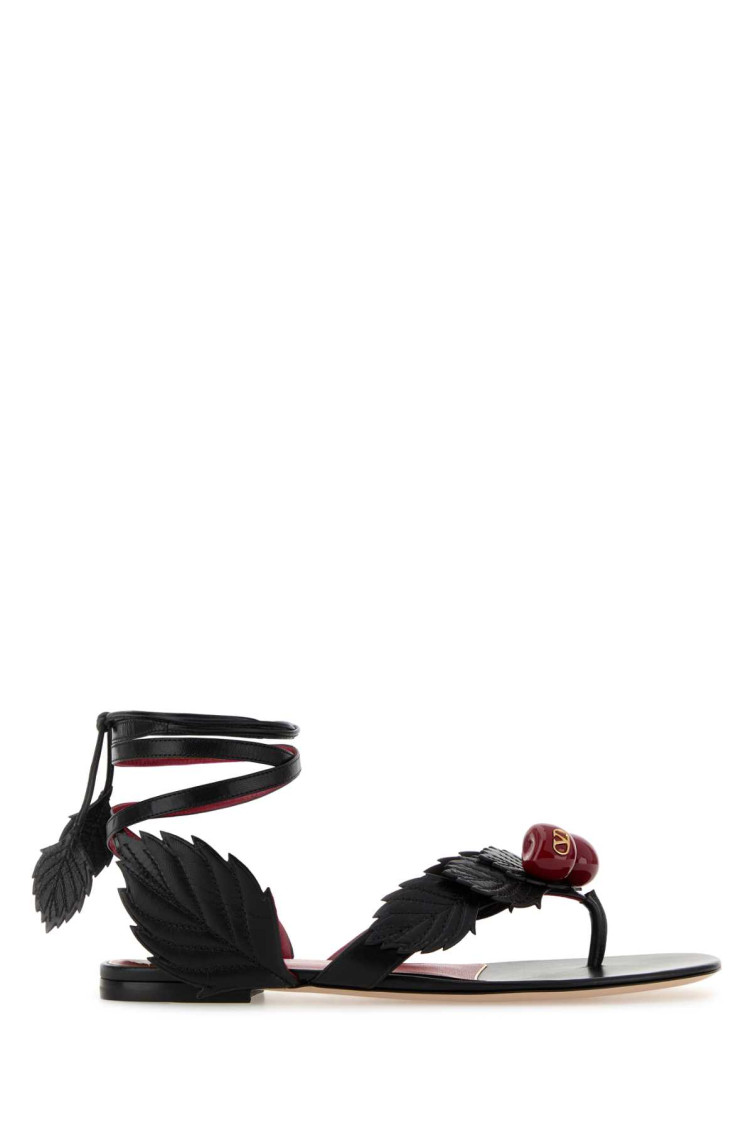 Valentino Garavani Black Leather Sandals
