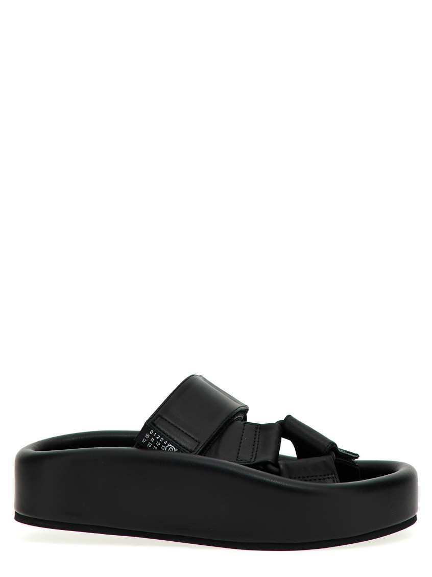 Shop Mm6 Maison Margiela Black Leather Sandals