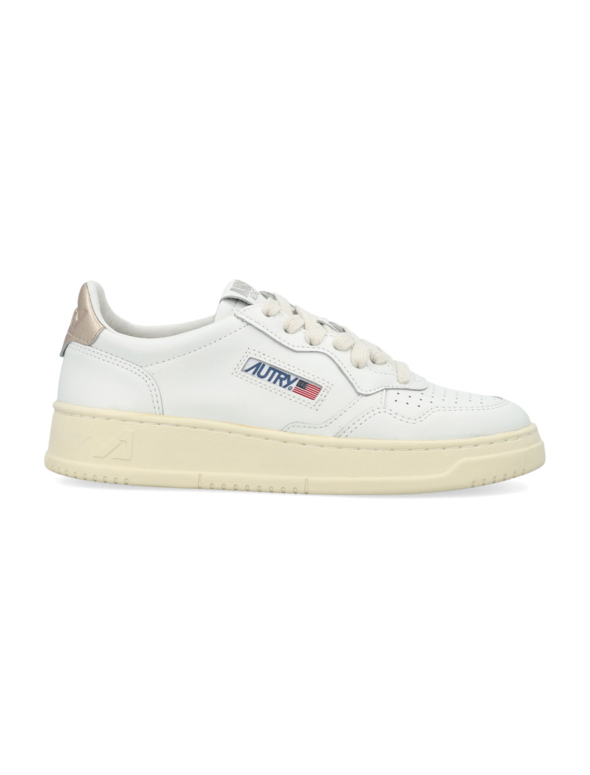 Autry White Leather Logo Sneakers In Golden