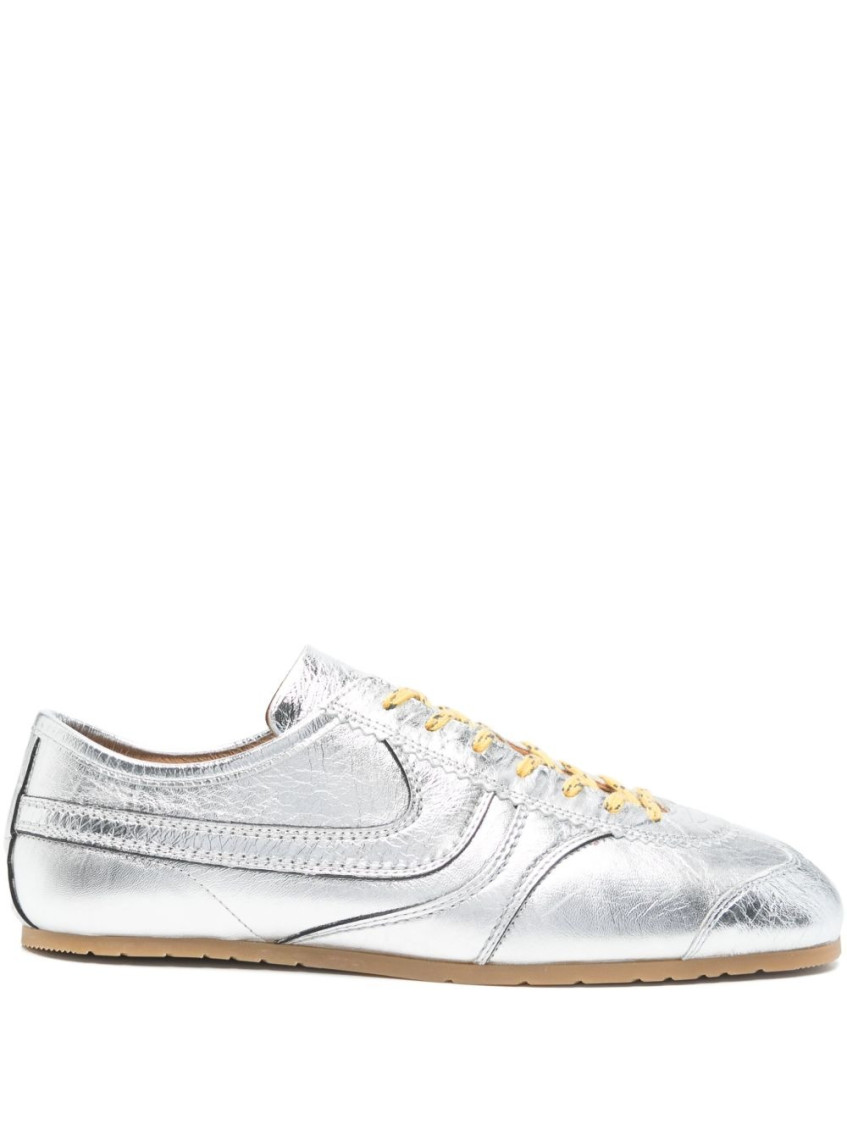 Shop Dries Van Noten Silver Lace Up Sneakers