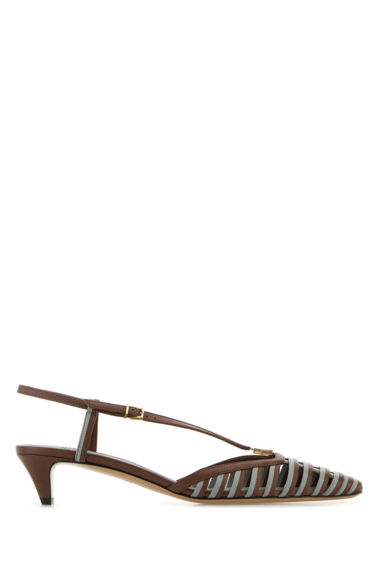 Fendi Women's Two-tone Leather Ffold Pumps | Size It 40 | 8j8703au29 Color F1stm In Brown