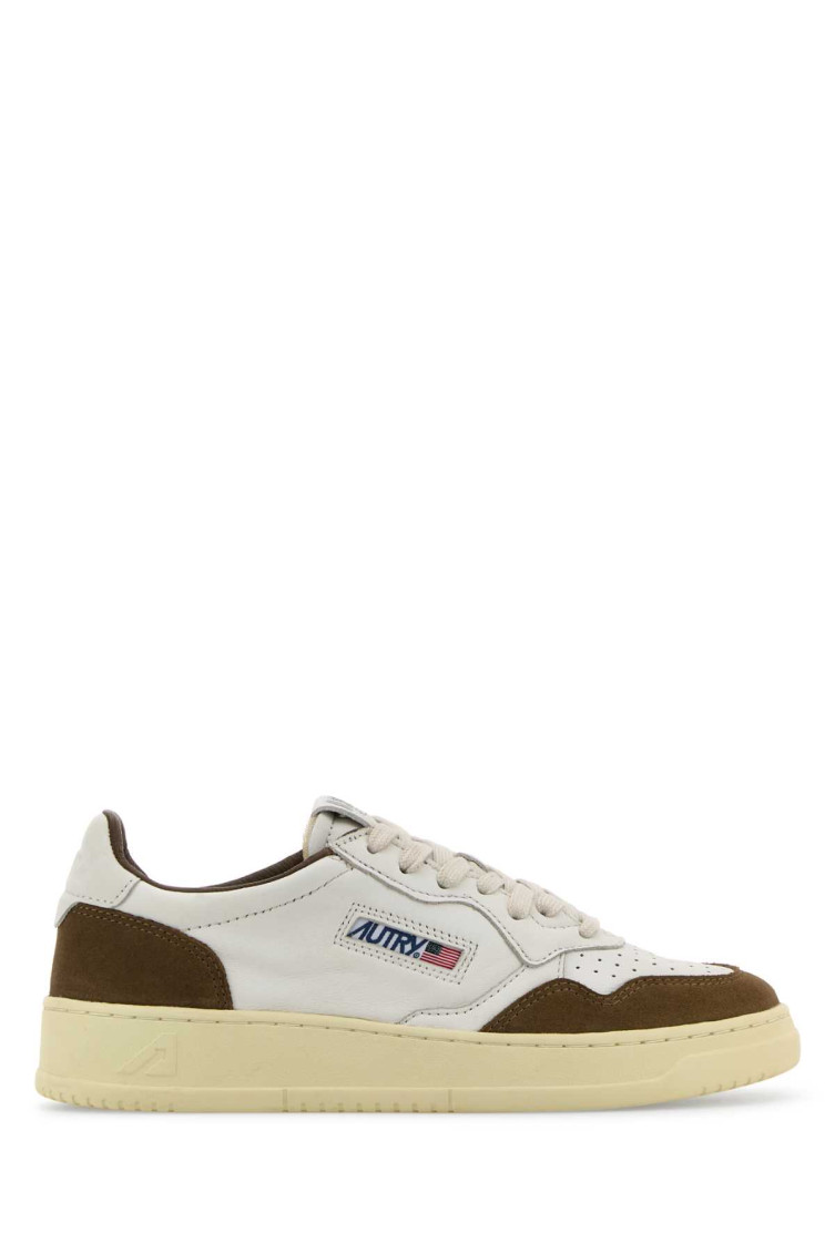 Autry Low Sneaker With Contrast Panels And Perforated Detailing In Brown
