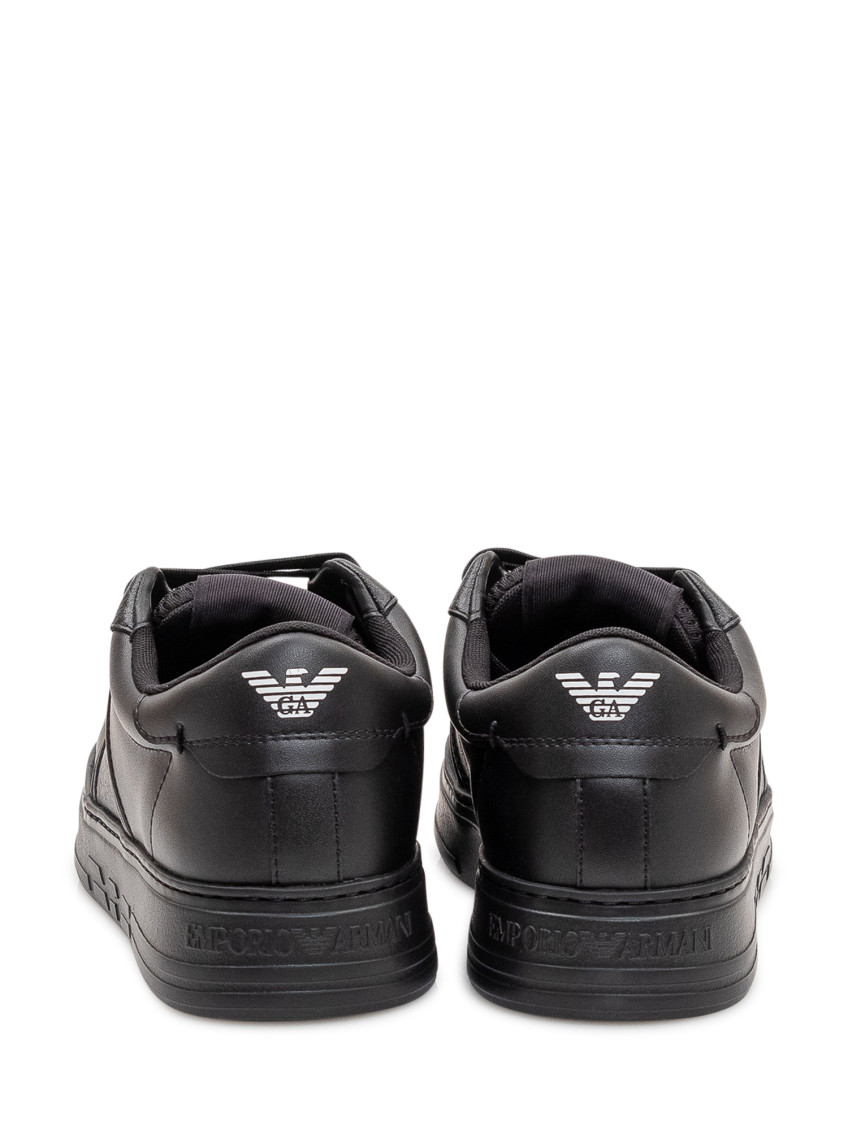Emporio Armani Black Leather Sneakers for Men Online USA at