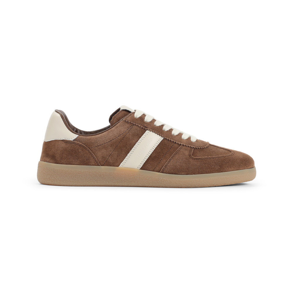 Tom Ford Suede Sneakers With Contrast Stripe And Rubber Sole In Brown