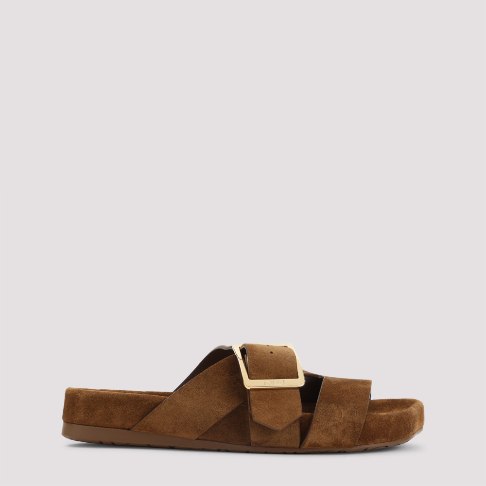 Loewe Ease Buckle Slides In Calfskin Suede