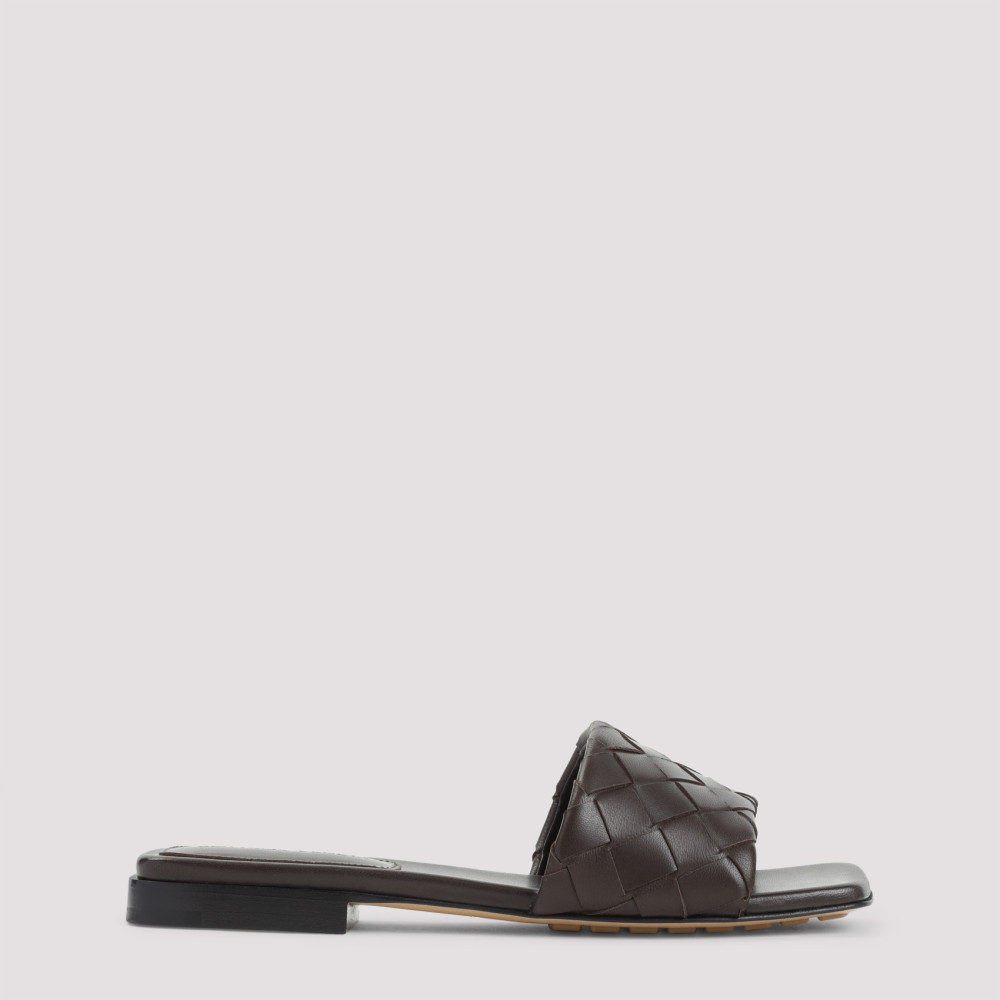 Bottega Veneta Woven Nappa Leather Sandals With Flat Sole In Black