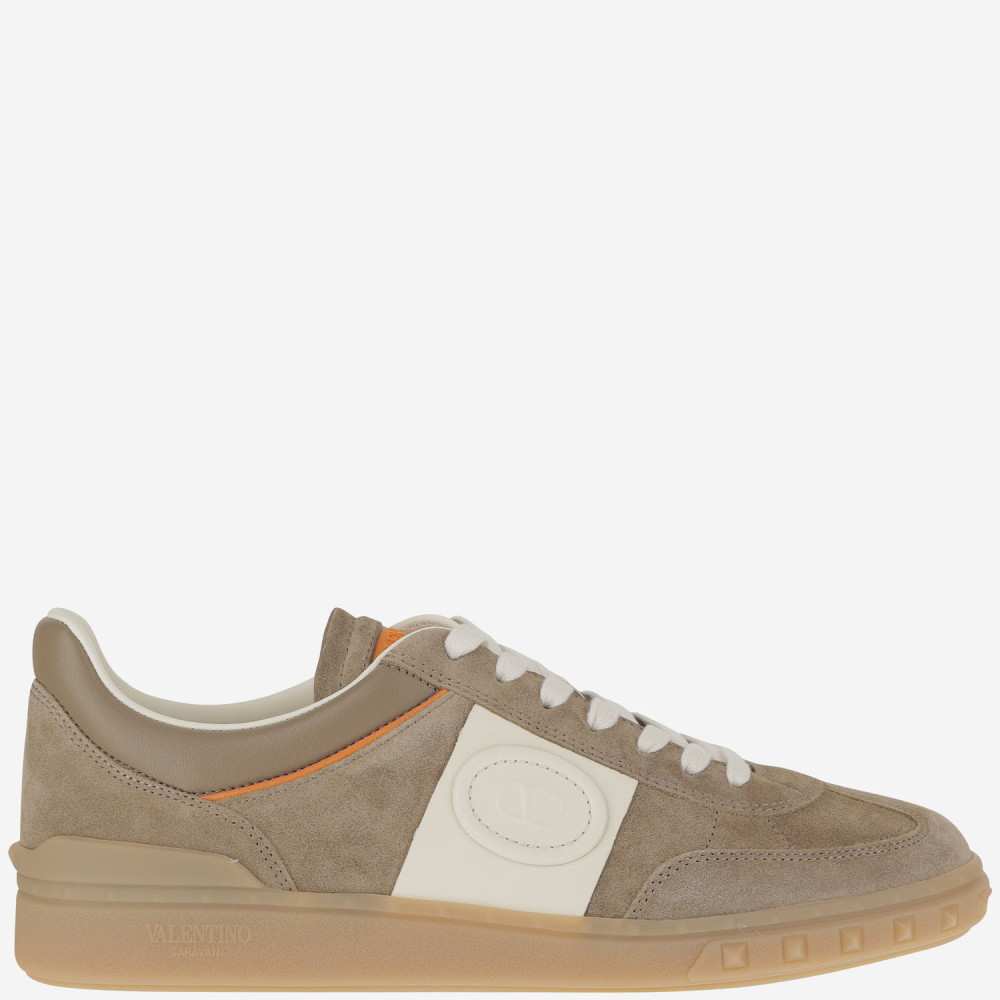 Valentino Low Top Sneaker Contrast Stitching In Brown