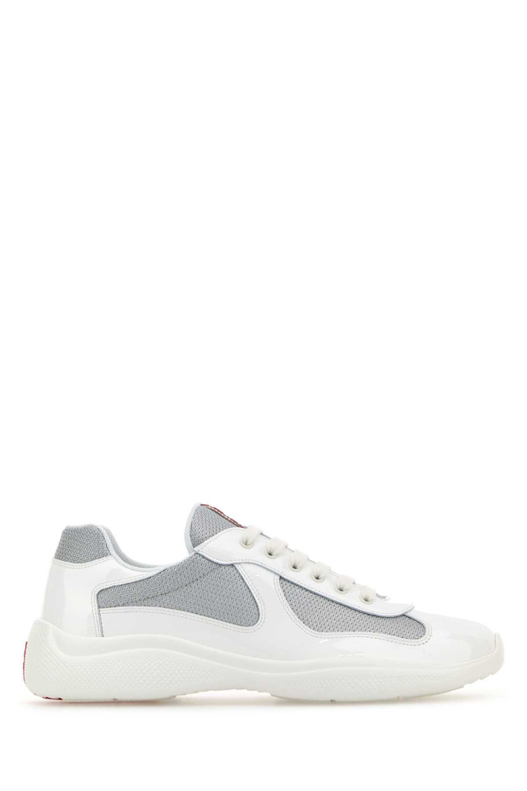 Prada White Lace Up Sneakers
