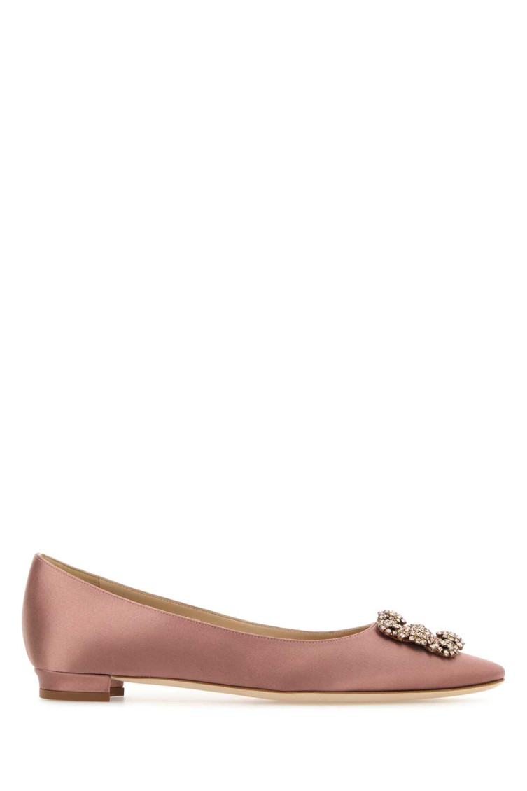 Manolo Blahnik Satin Ballerinas With Embellished Detail And Finish