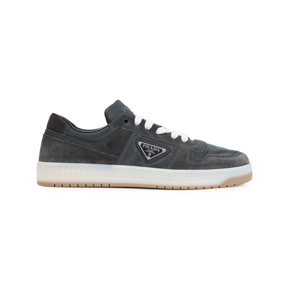 Prada Downtown Suede Low-top Sneakers In Gray