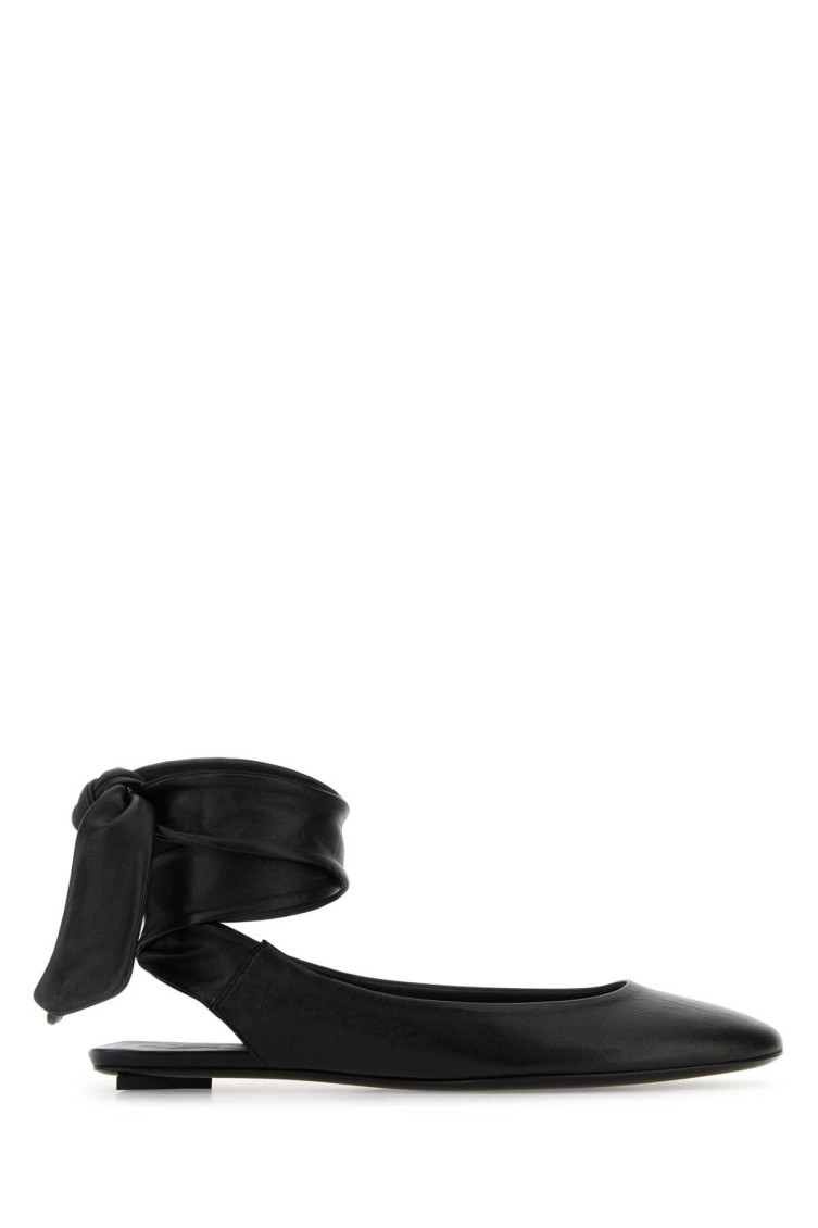 Attico Black Leather Ballet Flats In Multi