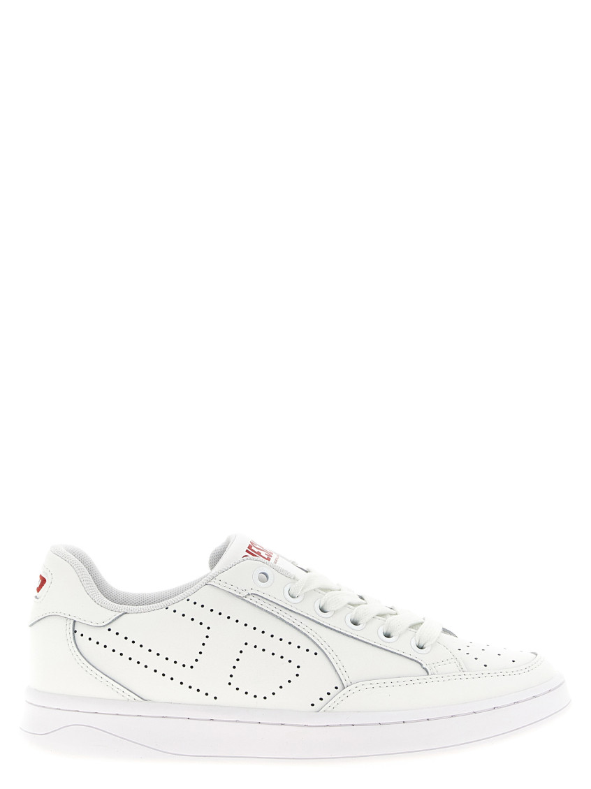 Diesel White Lace Up Sneakers In White