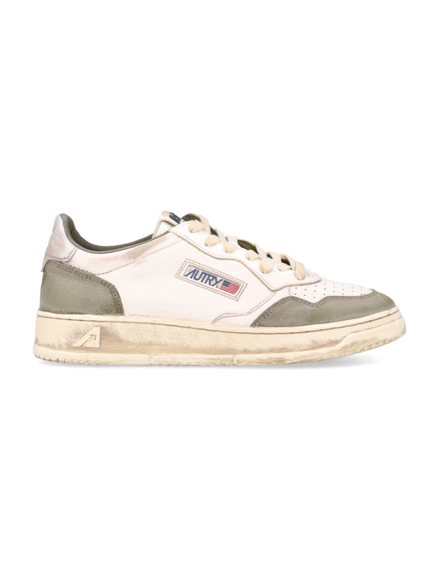 Autry Low Top Sneakers With Contrasting Leather Inserts In White