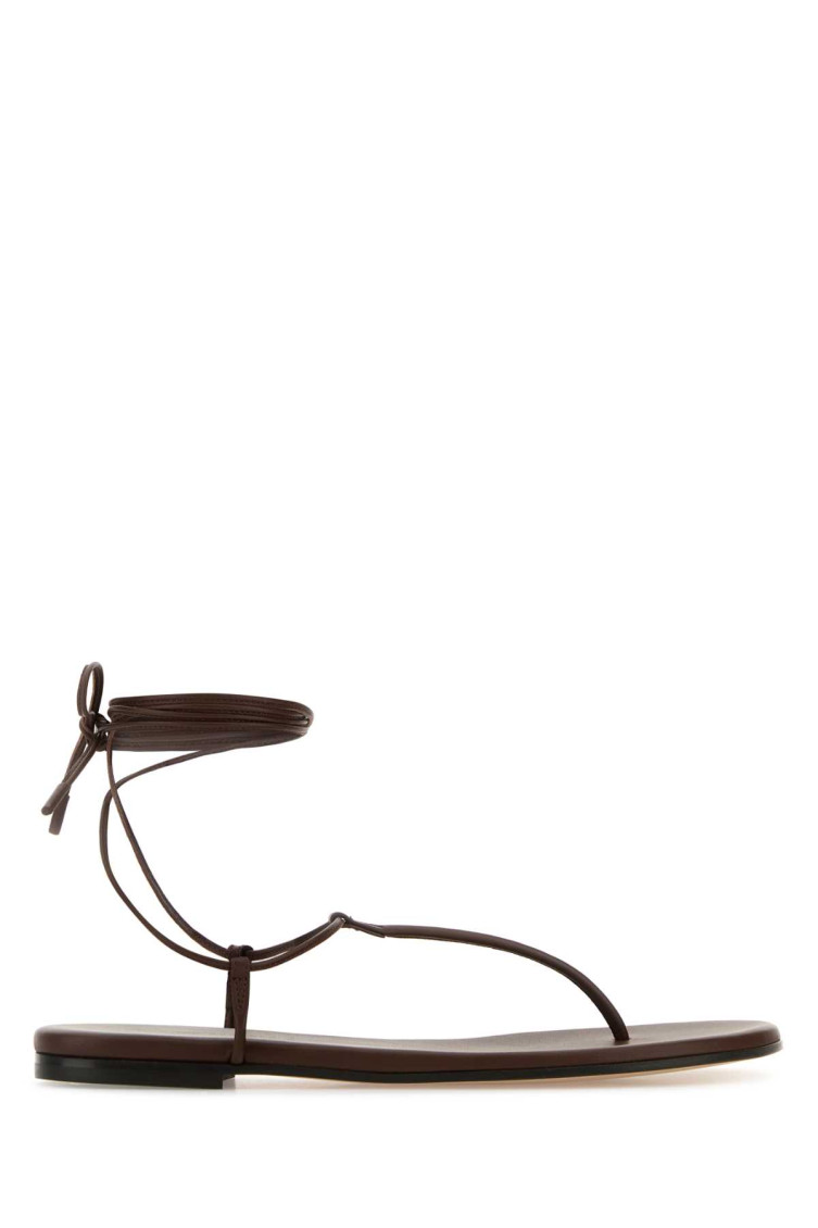 Gianvito Rossi Brown Nappa Leather Gwyneth Thong Sandals In Animal Print